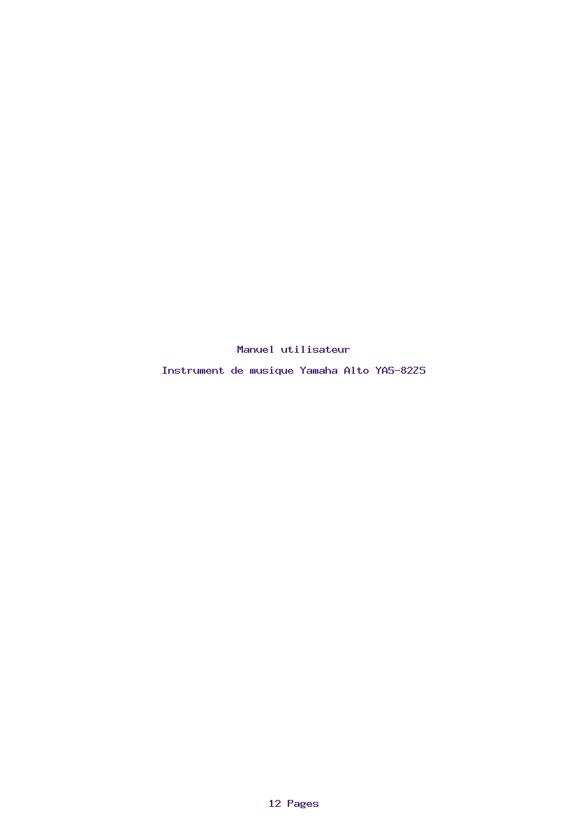 Page 1 de la notice Manuel utilisateur Yamaha Alto YAS-82ZS