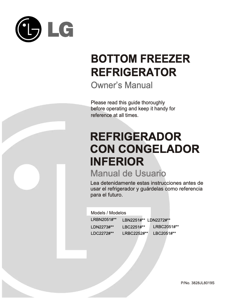 Page 1 de la notice Manuel utilisateur LG LRDC22743TT