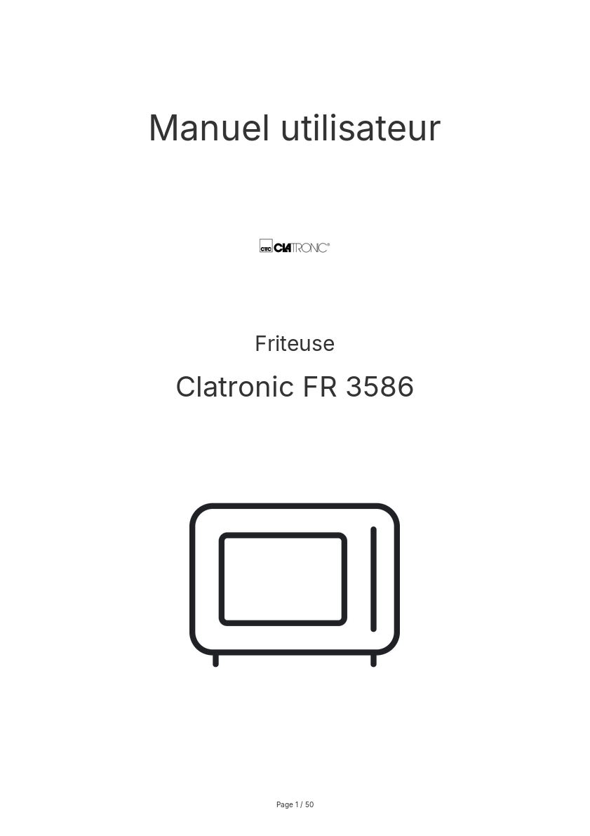 Page 1 de la notice Manuel utilisateur Clatronic FR 3586