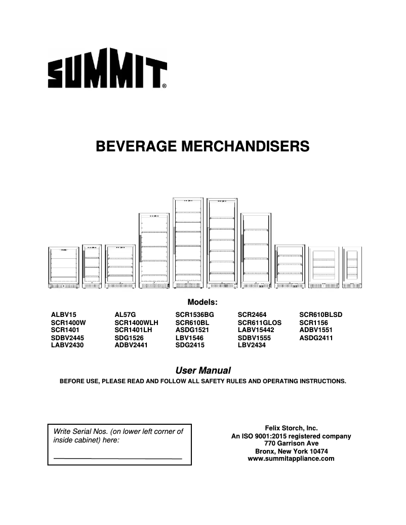 Page 1 de la notice Manuel utilisateur Summit SCR610BLSD