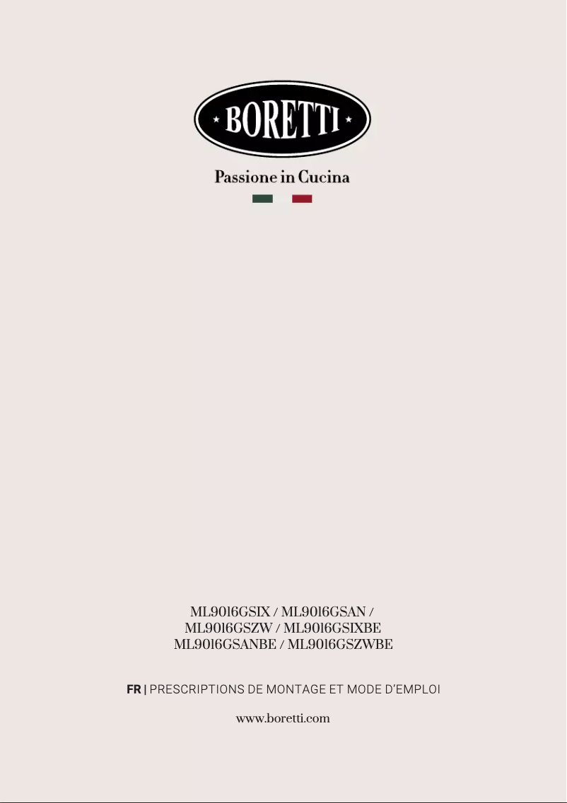 Page 1 de la notice Manuel utilisateur Boretti ML9016GSANBE