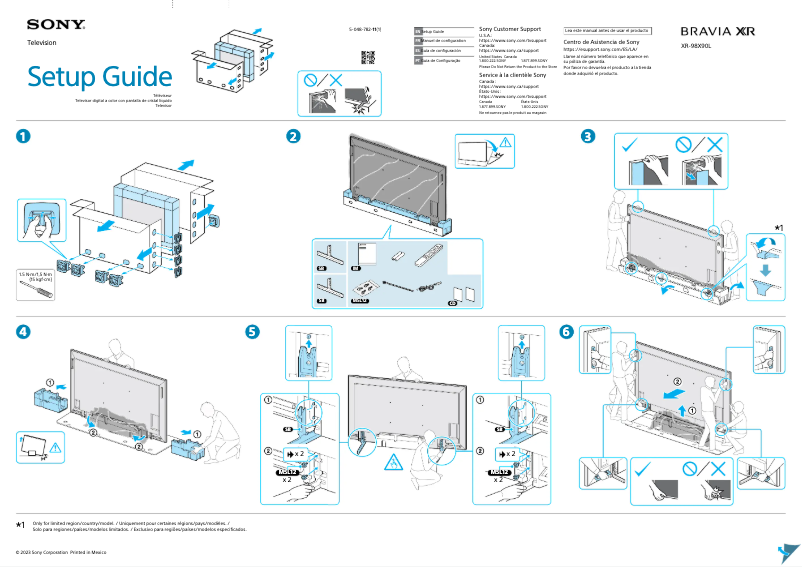 Page 1 de la notice Guide d'installation Sony XR-98X90L