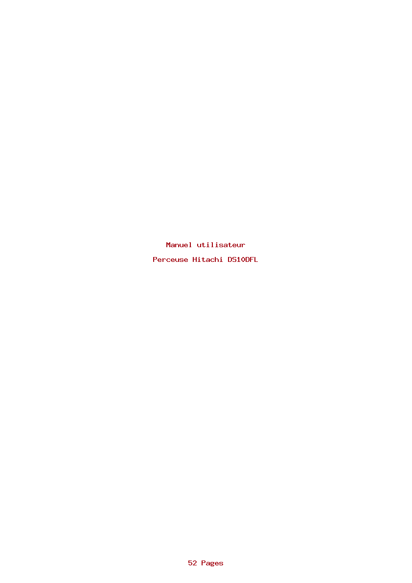 Page 1 de la notice Manuel utilisateur Hitachi DS10DFL