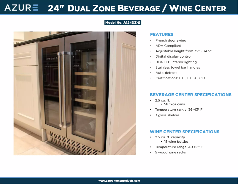 Page 1 de la notice Brochure Azure A124DZ-S