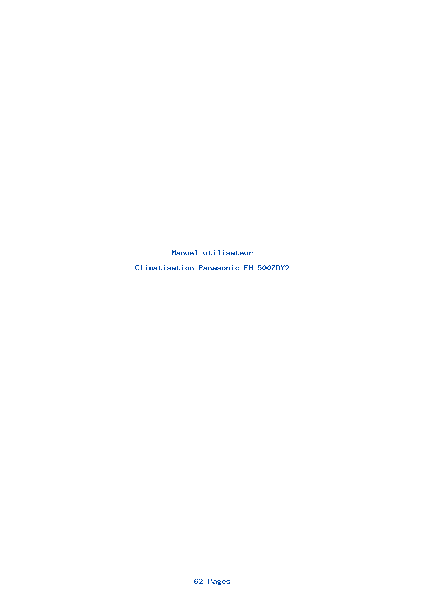 Page 1 de la notice Manuel utilisateur Panasonic FH-500ZDY2