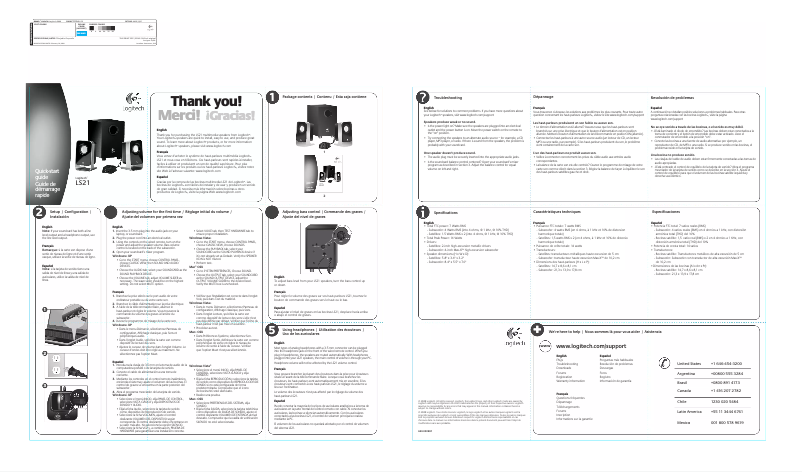 Page 1 de la notice Manuel utilisateur Logitech LS21