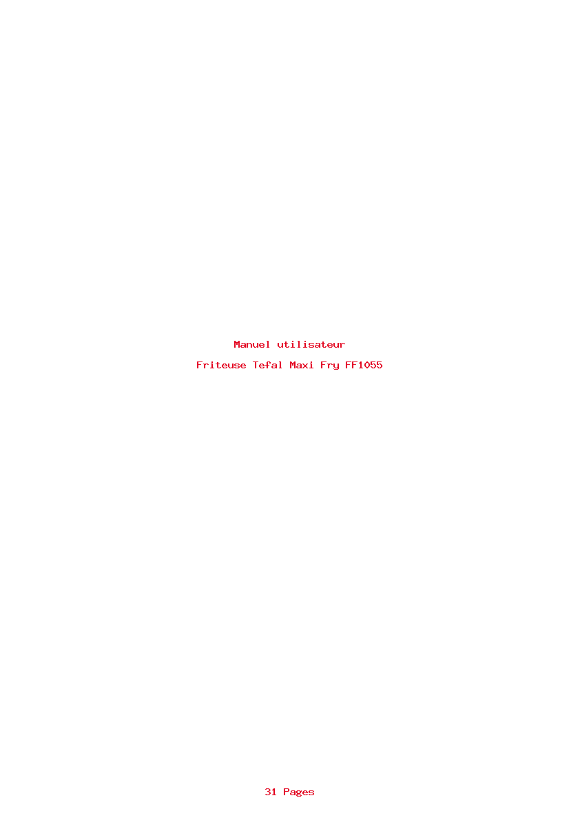 Page 1 de la notice Manuel utilisateur Tefal Maxi Fry FF1055