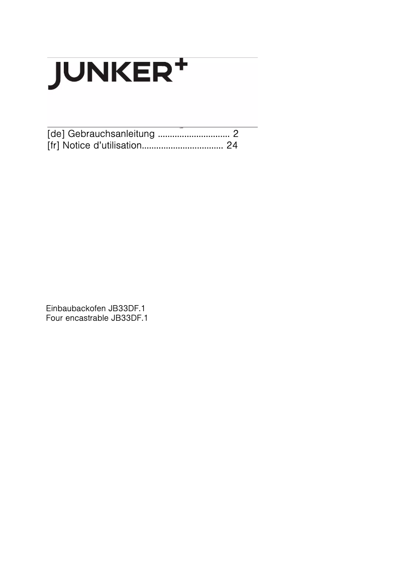Page 1 de la notice Manuel utilisateur Junker JB33DF51