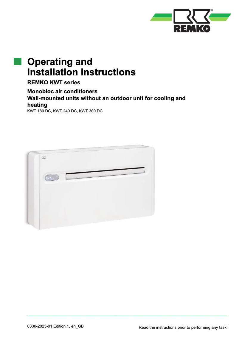 Página 1 del manual Manual de instrucciones Remko KWT 240 DC