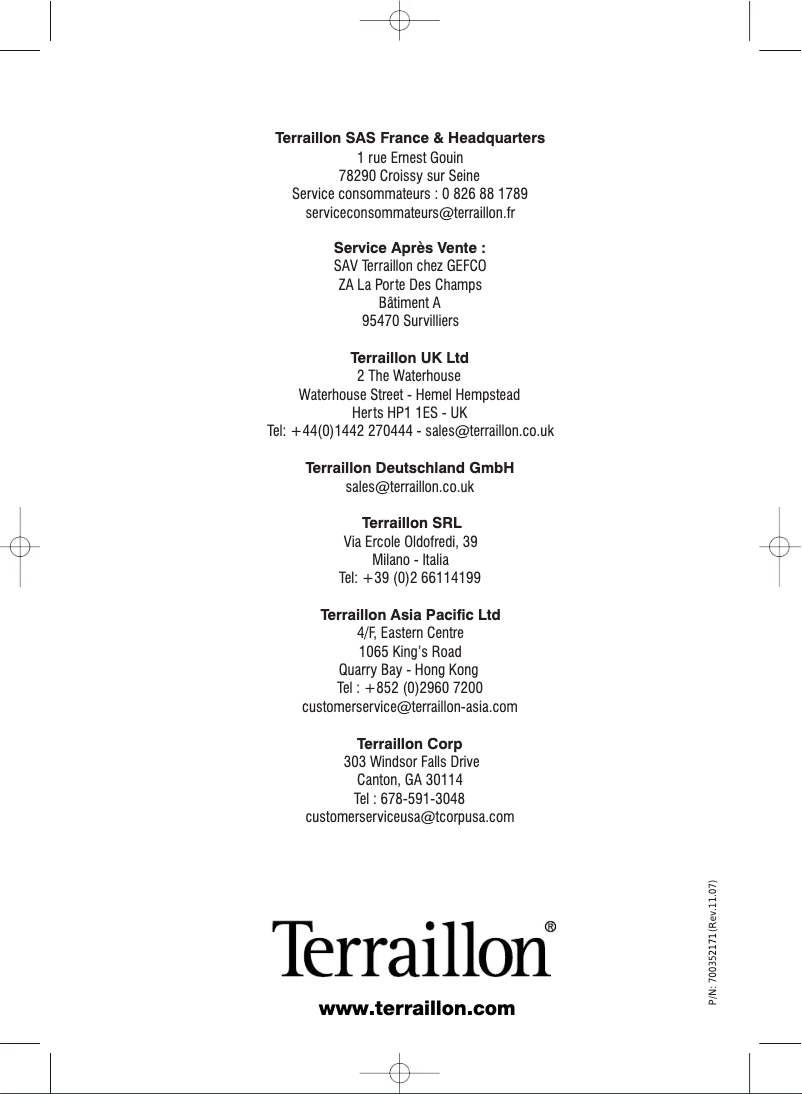 Page 1 de la notice Manuel utilisateur Terraillon TX 6000 Decor