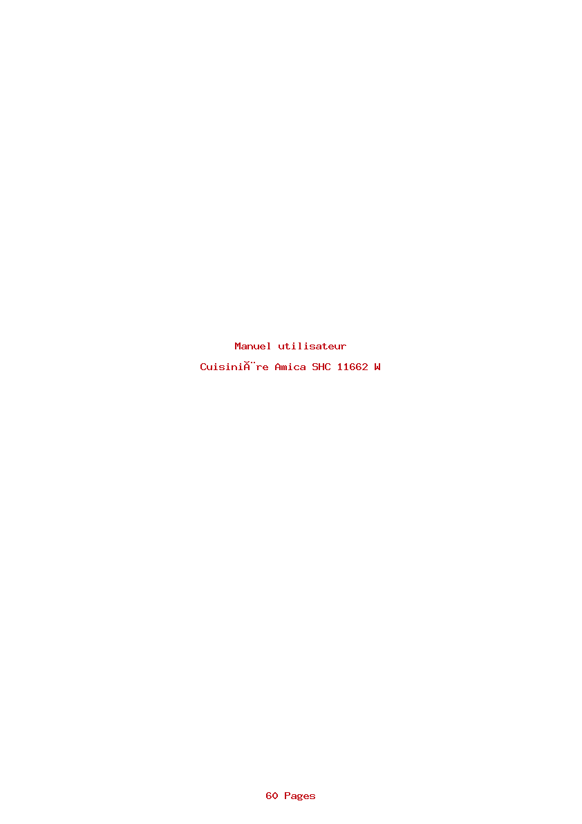 Page 1 de la notice Manuel utilisateur Amica SHC 11662 W