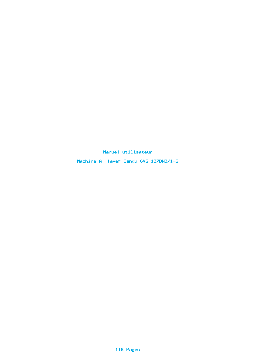 Page 1 de la notice Manuel utilisateur Candy GVS 137DW3/1-S
