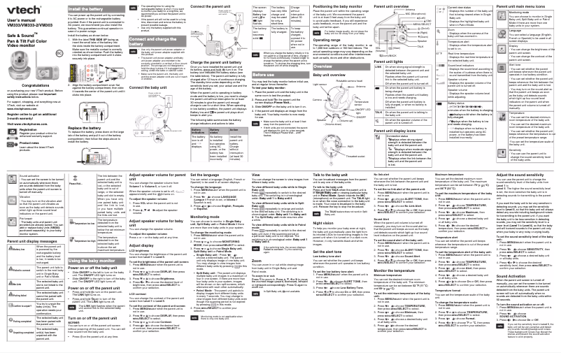 Page 1 de la notice Manuel utilisateur Vtech VM333-2