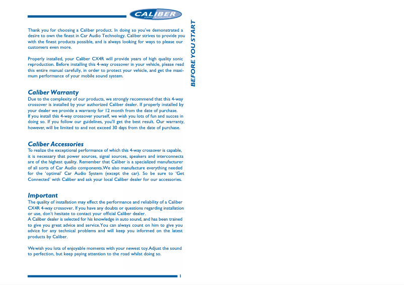 Página 1 del manual Manual de usuario Caliber Crossover CX 4 R