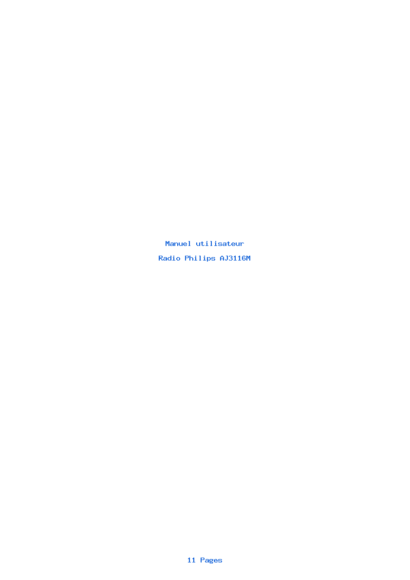 Page 1 de la notice Manuel utilisateur Philips AJ3116M