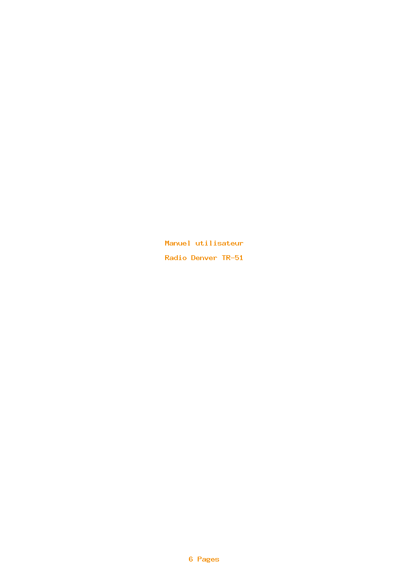 Page 1 de la notice Manuel utilisateur Denver TR-51