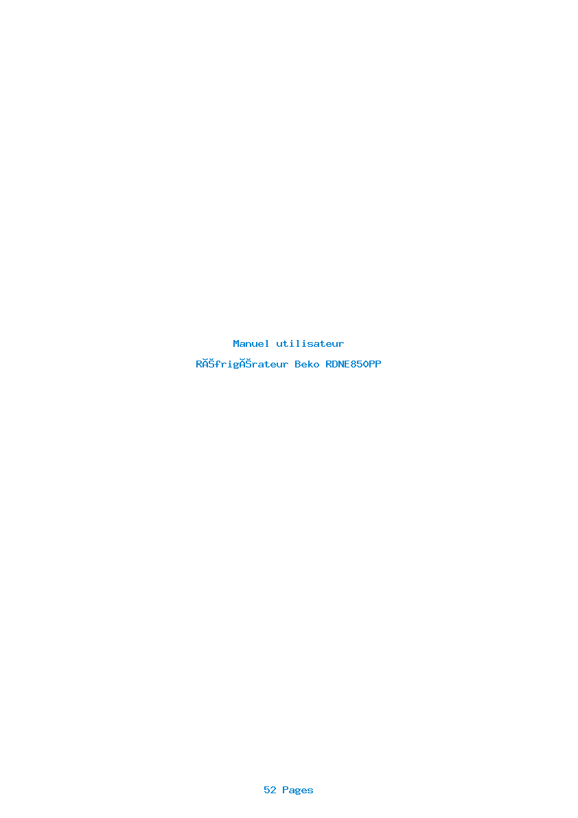 Page 1 de la notice Manuel utilisateur Beko RDNE850PP
