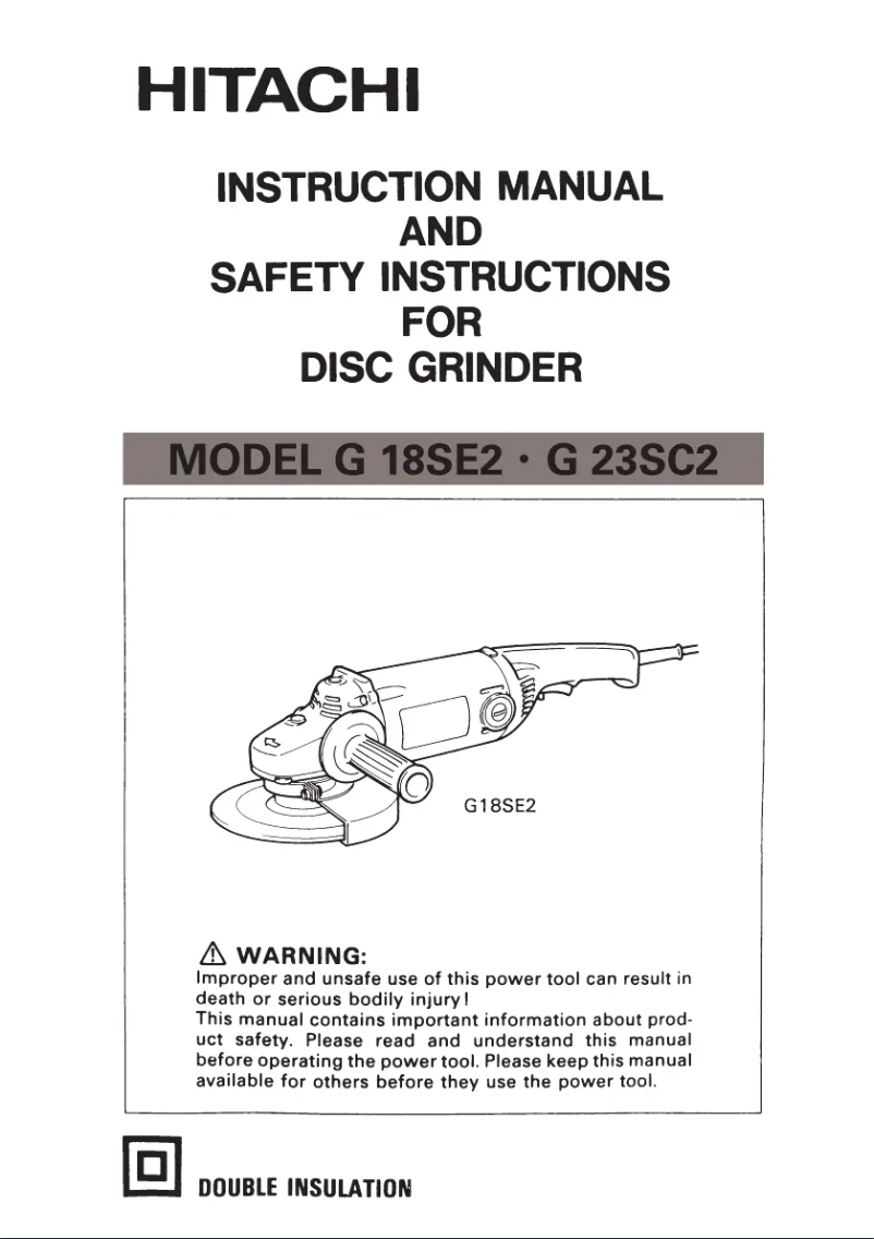 Page 1 of the manual User Manual Hitachi G 18SE2