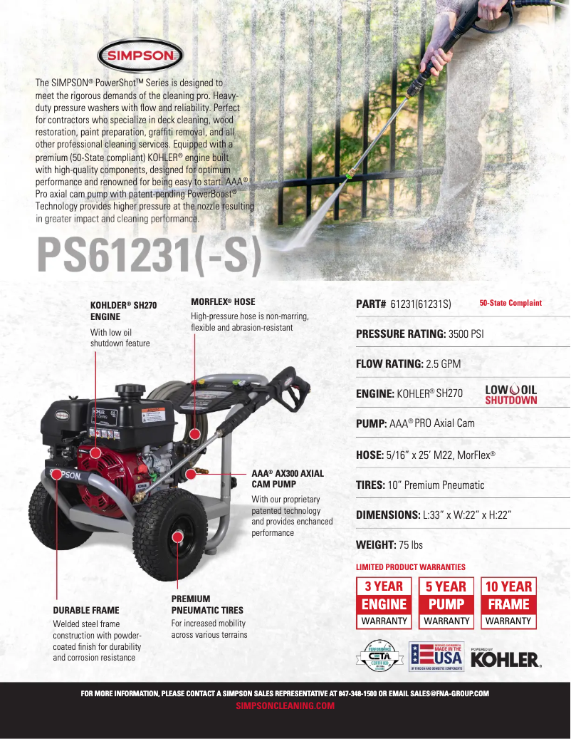 Página 1 del manual Ficha técnica Simpson PowerShot PS-61231-S