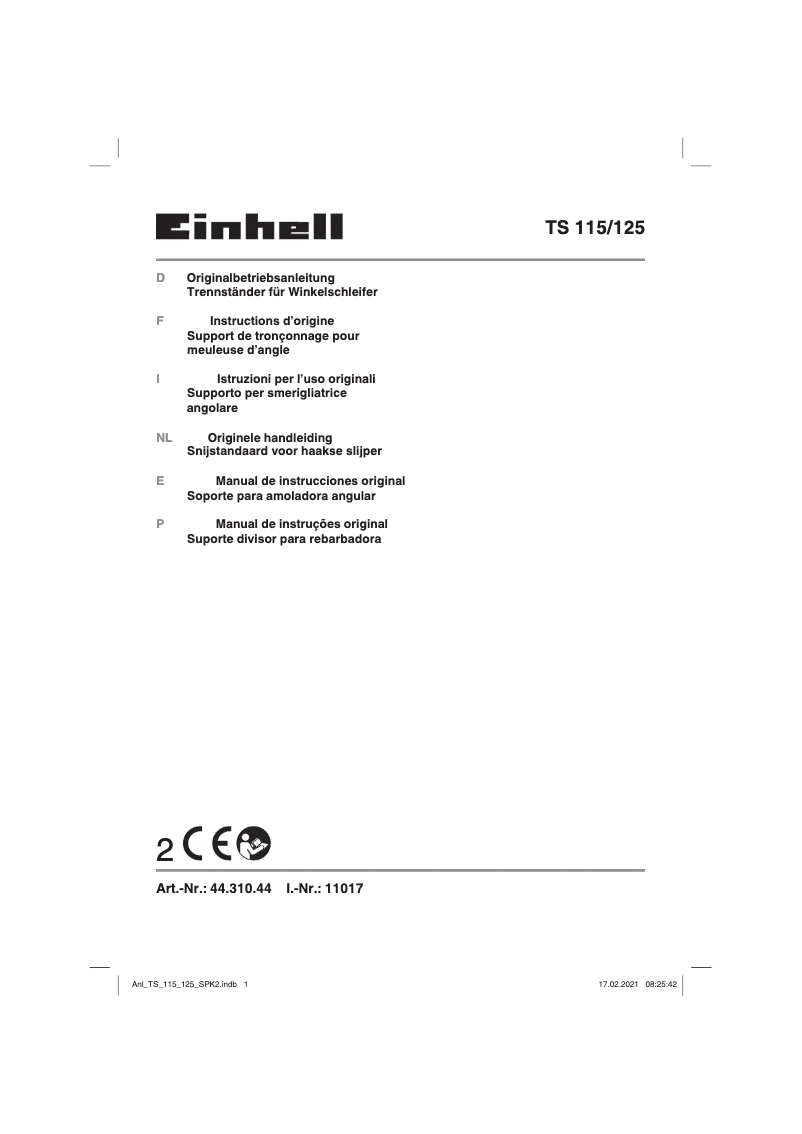 Page 1 de la notice Manuel utilisateur Einhell TS 115/125