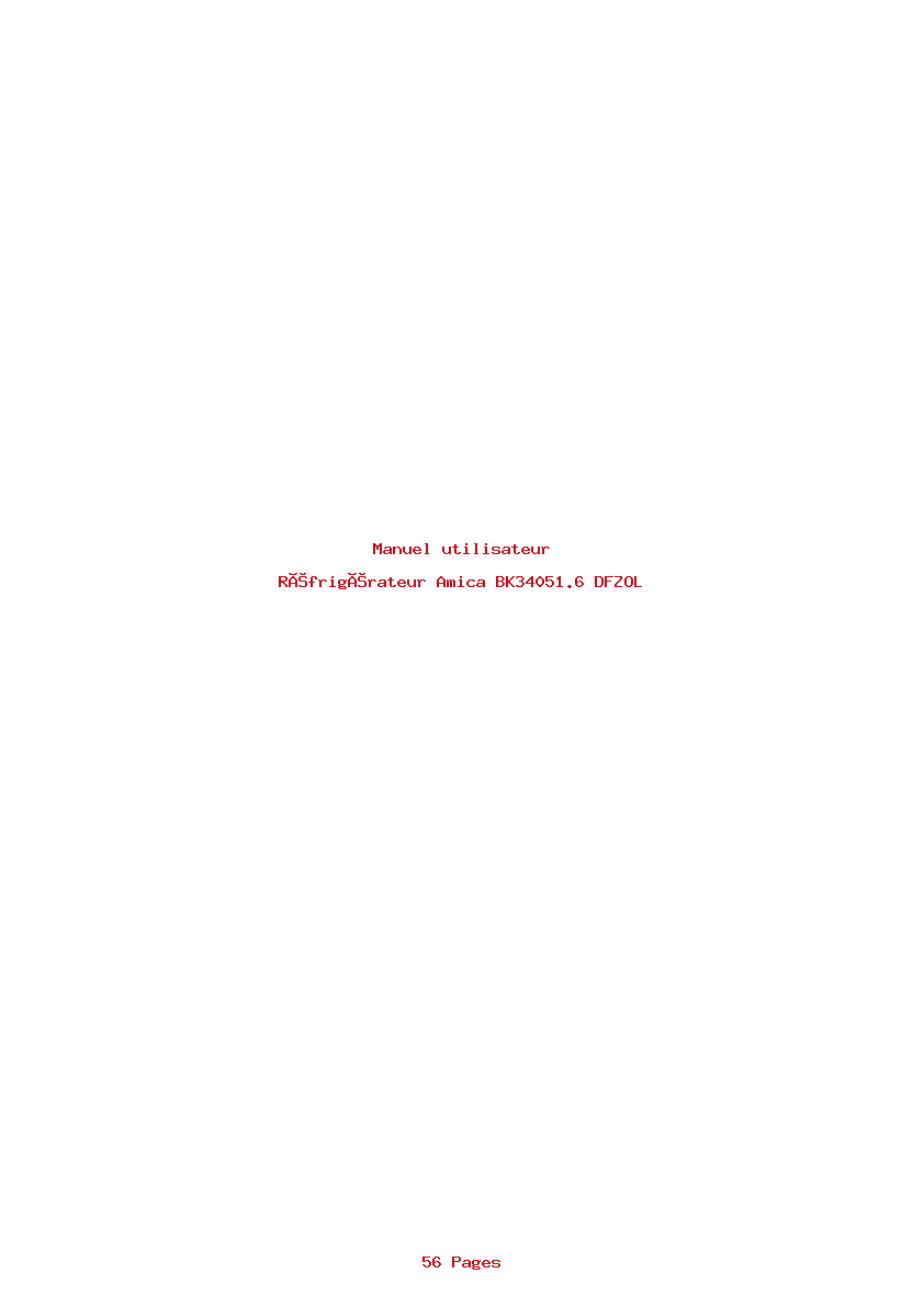 Page 1 de la notice Manuel utilisateur Amica BK34051.6 DFZOL