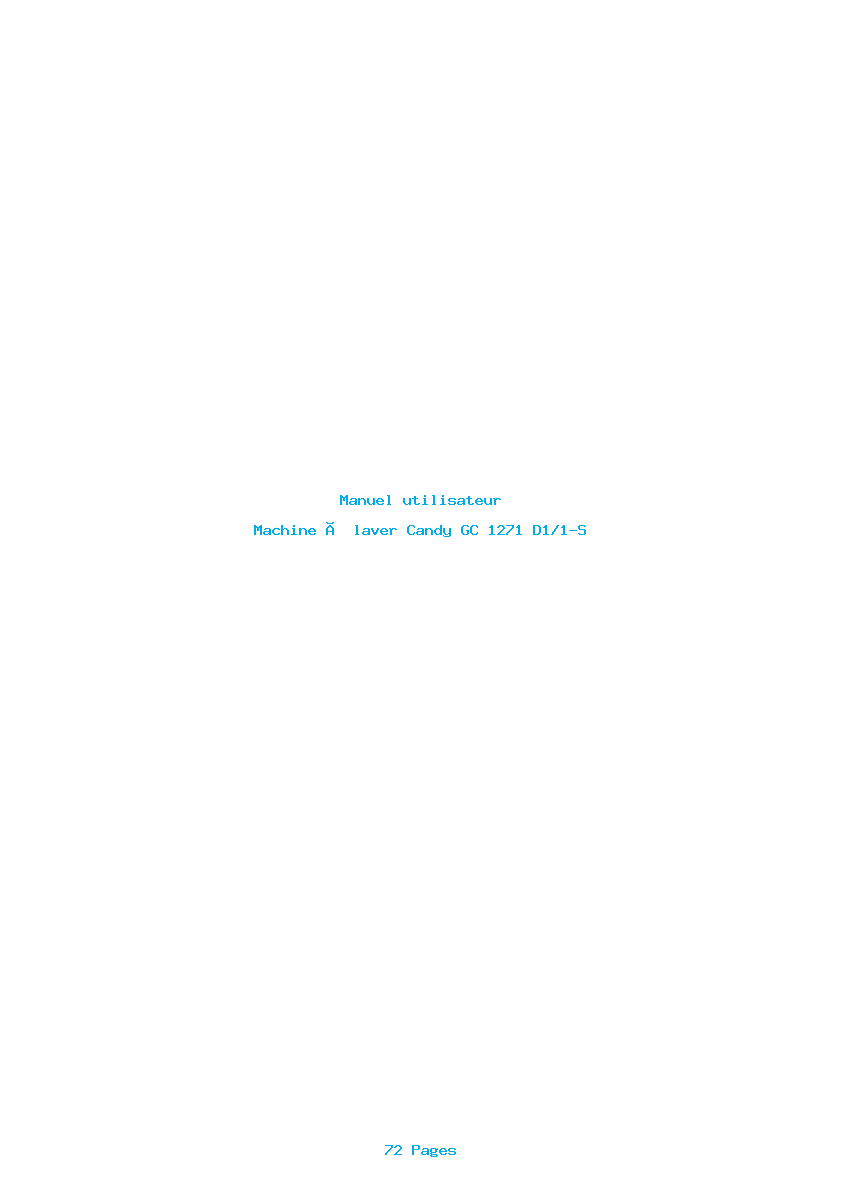 Page 1 de la notice Manuel utilisateur Candy GC 1271 D1/1-S