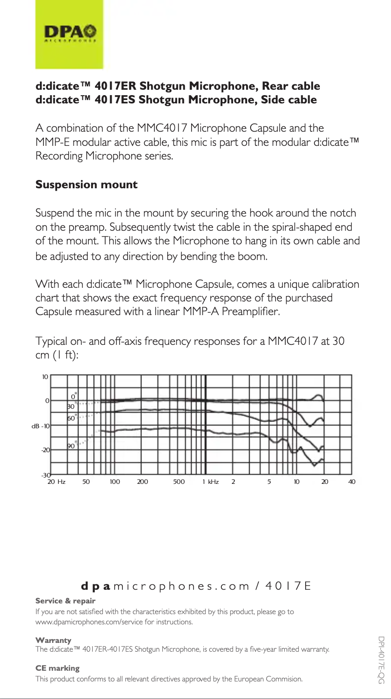 Page 1 de la notice Manuel utilisateur DPA 4017ES