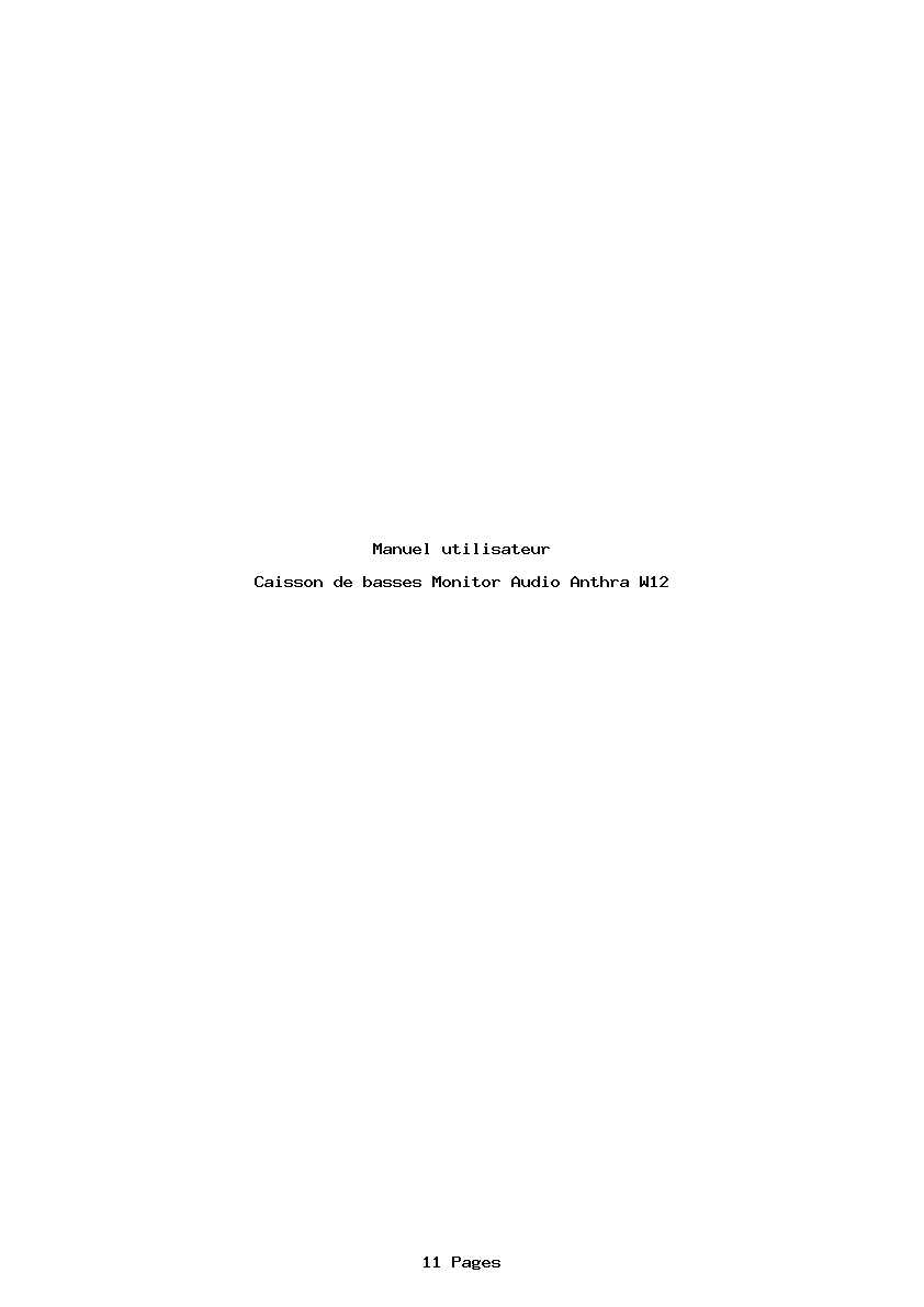 Page 1 de la notice Manuel utilisateur Monitor Audio Anthra W12
