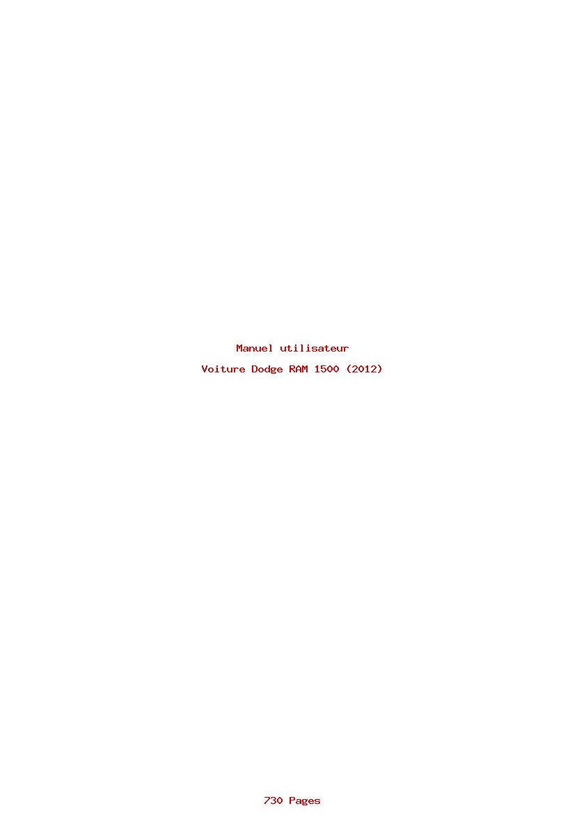 Page 1 de la notice Manuel utilisateur Dodge RAM 1500 (2012)