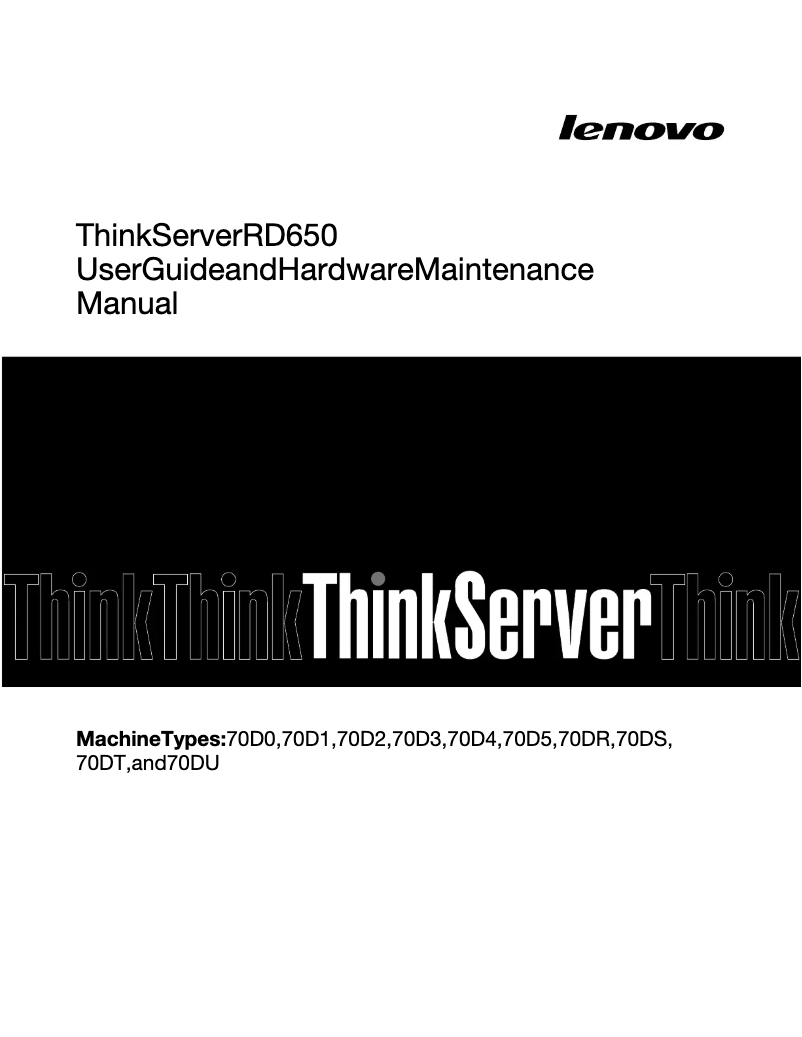 Page 1 de la notice Manuel utilisateur Lenovo ThinkServer RD650