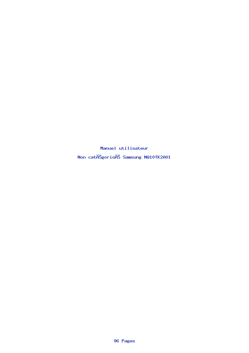 Page 1 de la notice Manuel utilisateur Samsung NQ10TK2A01