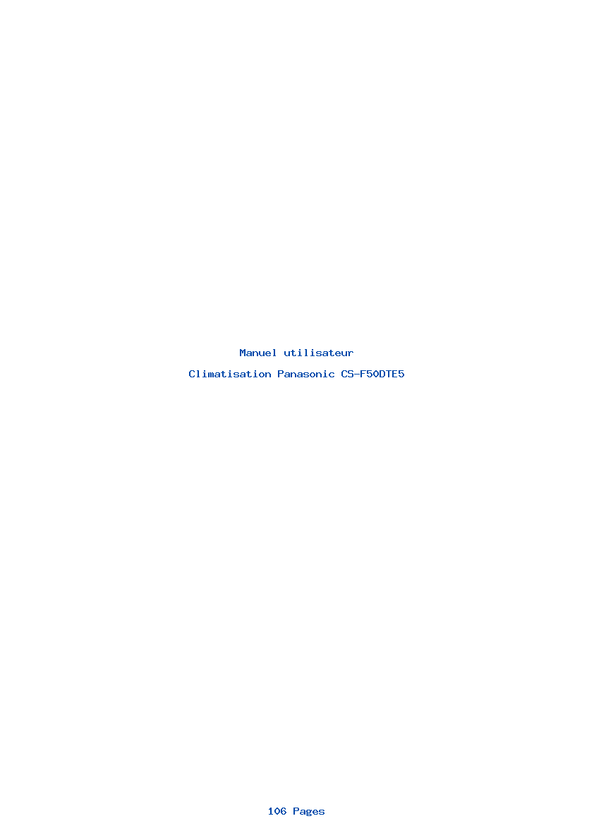 Page 1 de la notice Manuel utilisateur Panasonic CS-F50DTE5