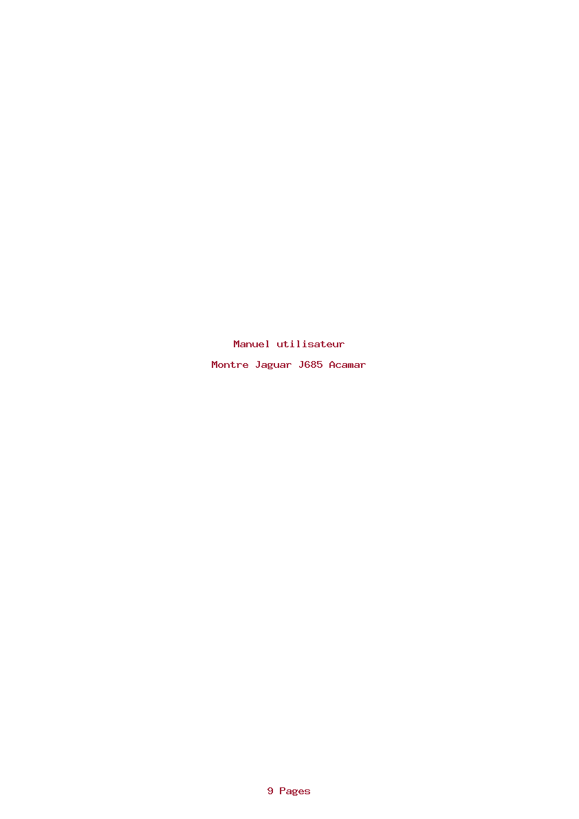 Page 1 de la notice Manuel utilisateur Jaguar J685 Acamar