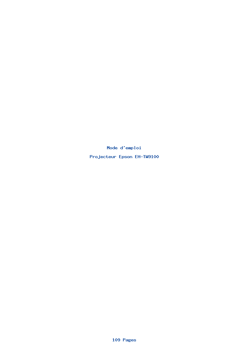 Page 1 de la notice Mode d'emploi Epson EH-TW9100