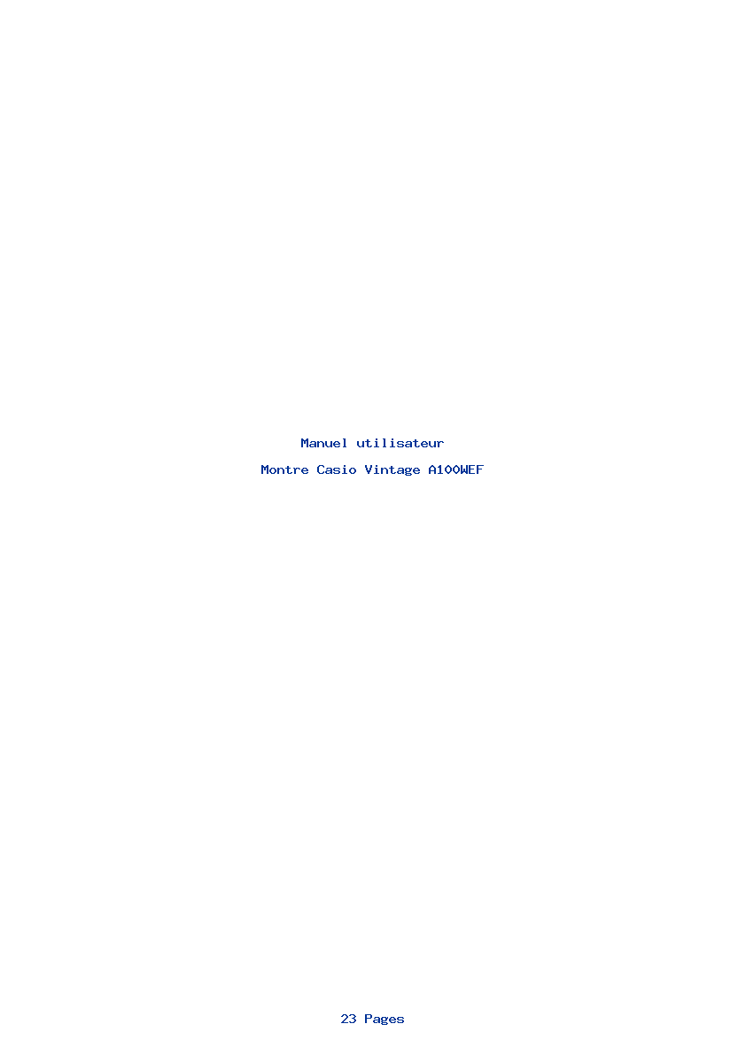 Page 1 de la notice Manuel utilisateur Casio Vintage A100WEF