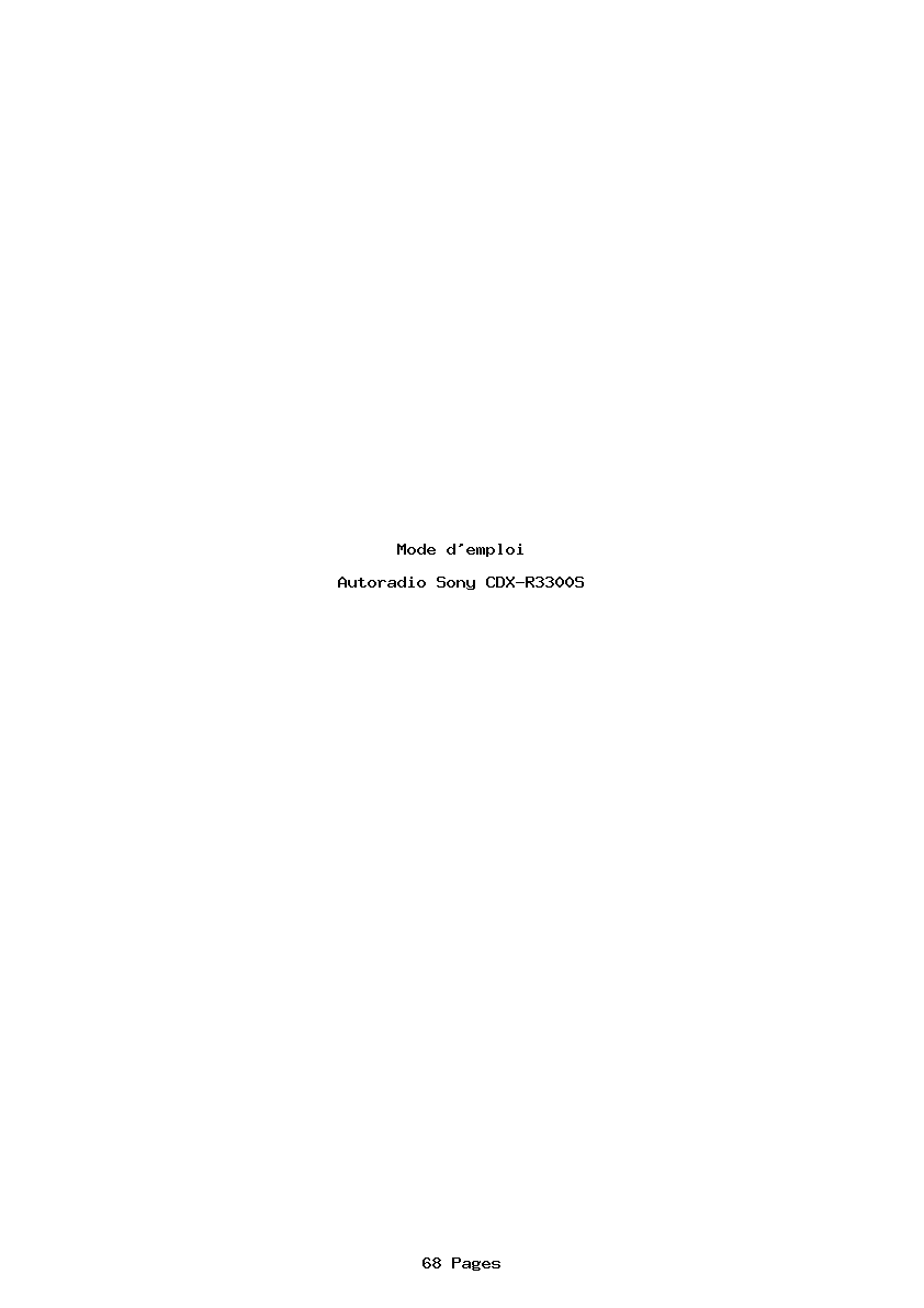 Page 1 de la notice Mode d'emploi Sony CDX-R3300S