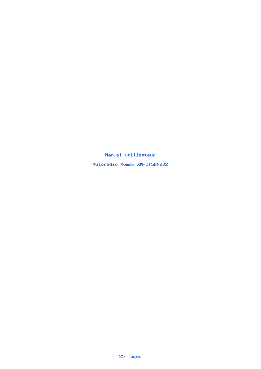 Page 1 de la notice Manuel utilisateur Xomax XM-DTSBN932