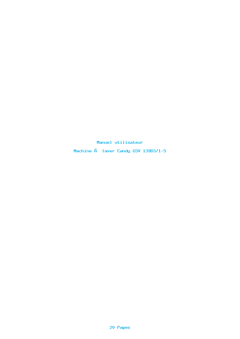 Page 1 de la notice Manuel utilisateur Candy GSV 139D3/1-S
