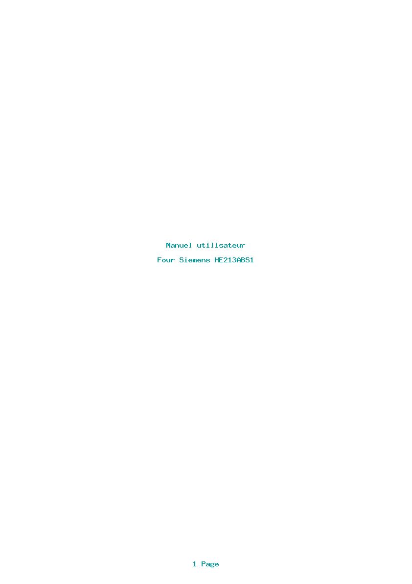 Page 1 de la notice Manuel utilisateur Siemens HE213ABS1