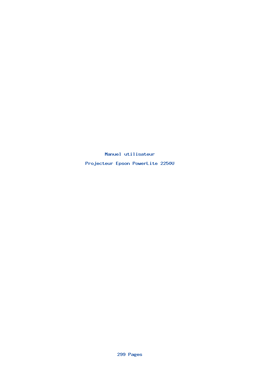 Page 1 de la notice Manuel utilisateur Epson PowerLite 2250U
