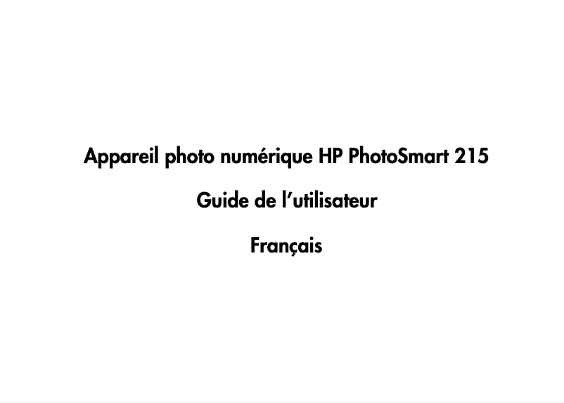 Page n°1 - Manuel utilisateur HP PhotoSmart 215