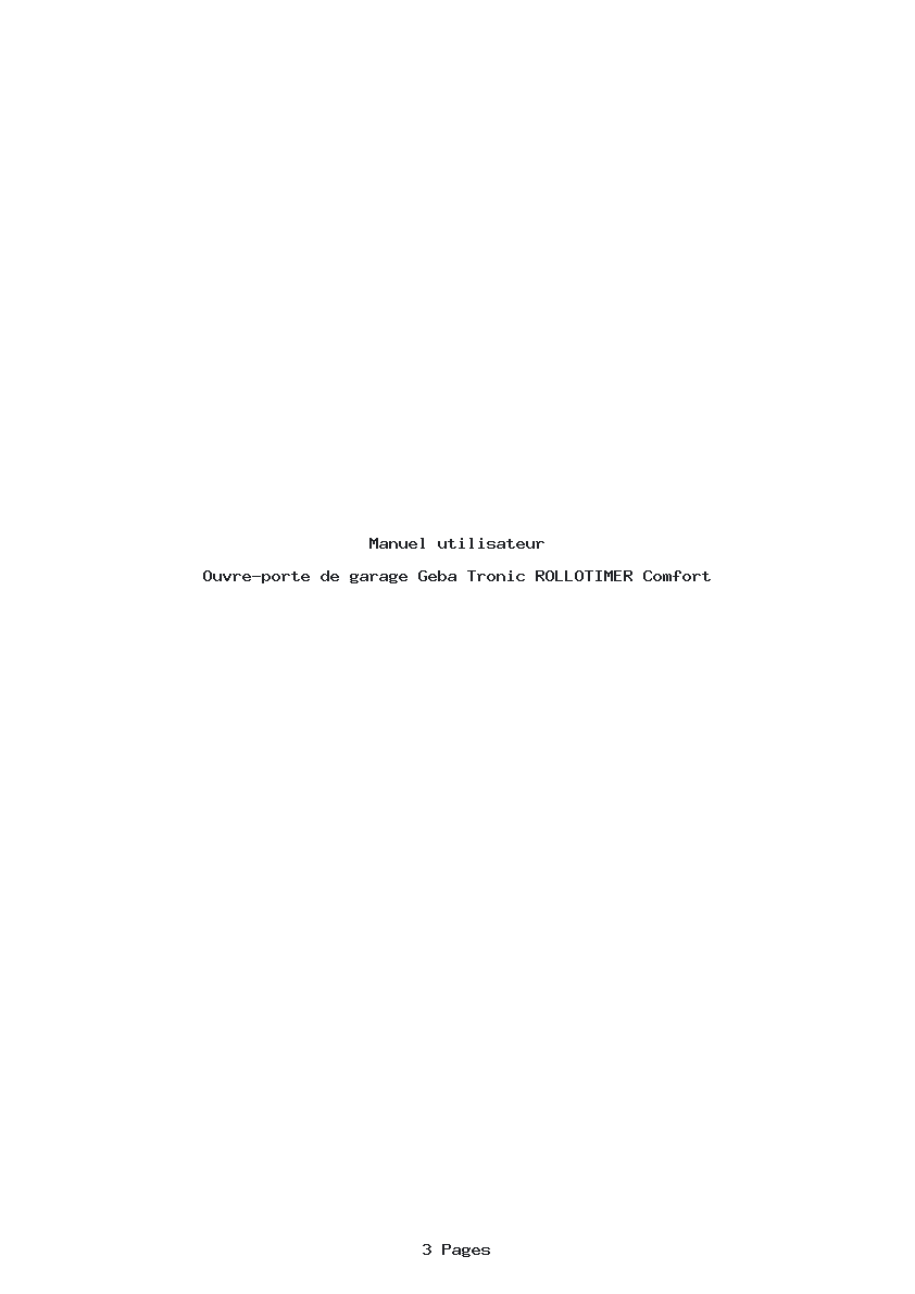 Page 1 de la notice Manuel utilisateur Geba Tronic ROLLOTIMER Comfort