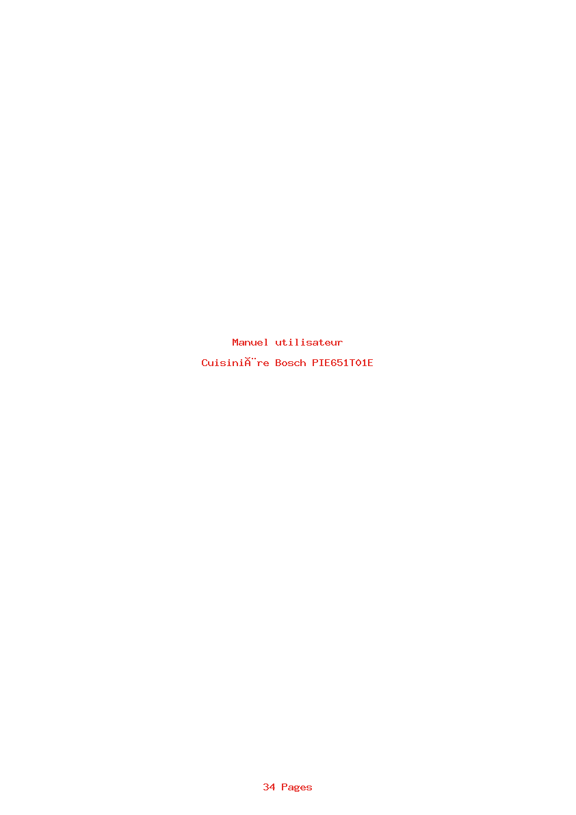 Page 1 de la notice Manuel utilisateur Bosch PIE651T01E