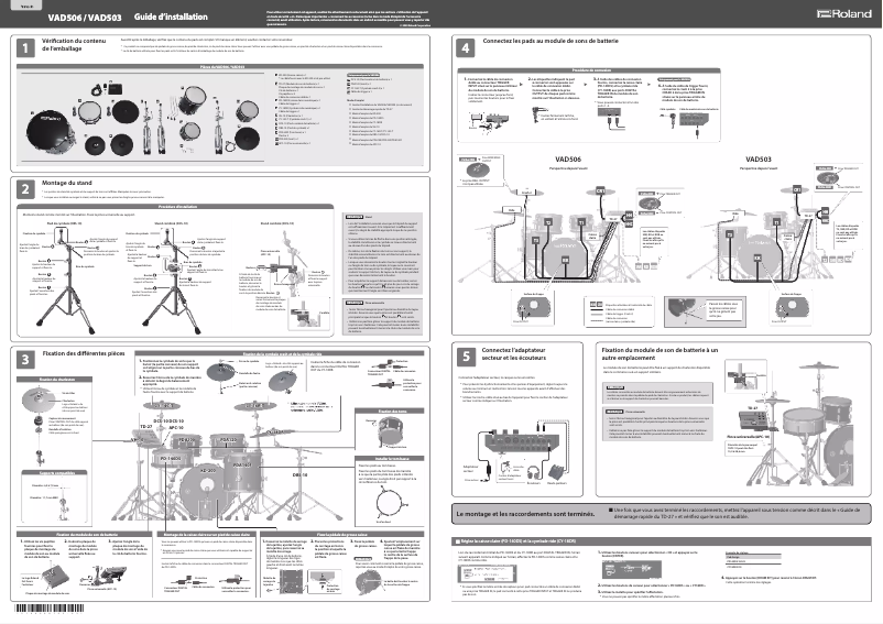 Page 1 de la notice Guide d'installation Roland VAD503