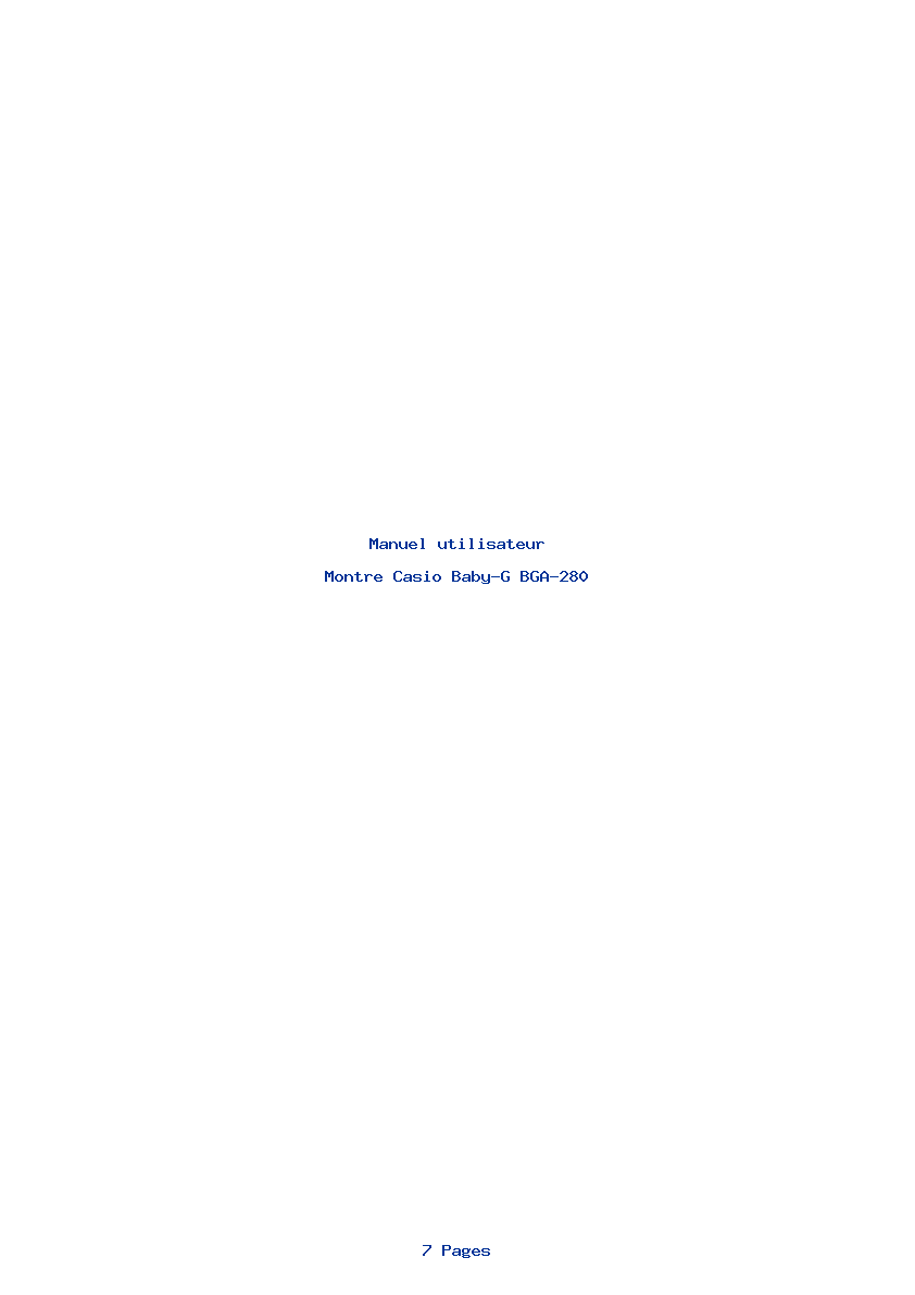 Page 1 de la notice Manuel utilisateur Casio Baby-G BGA-280