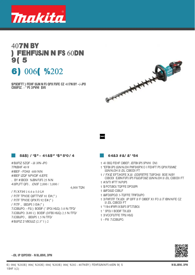 Page 1 de la notice Fiche technique Makita UH006GD202