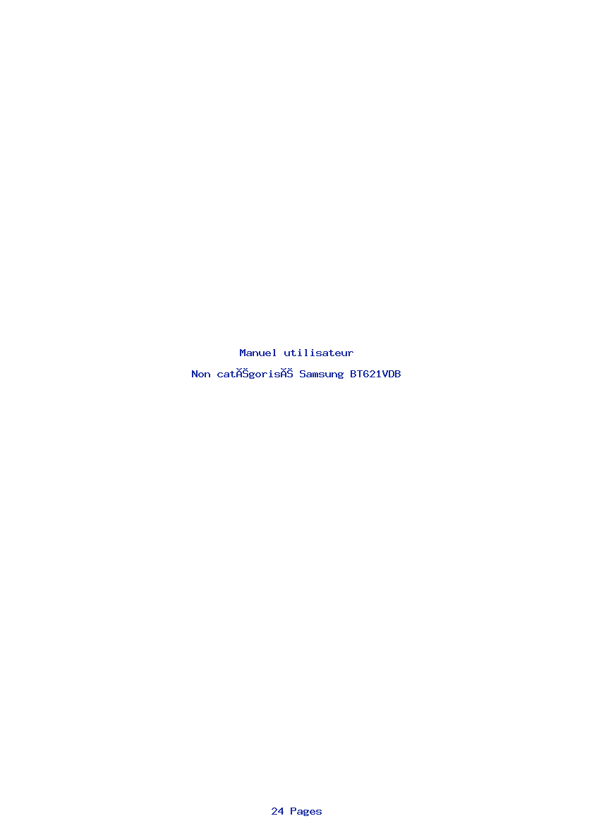 Page 1 de la notice Manuel utilisateur Samsung BT621VDB