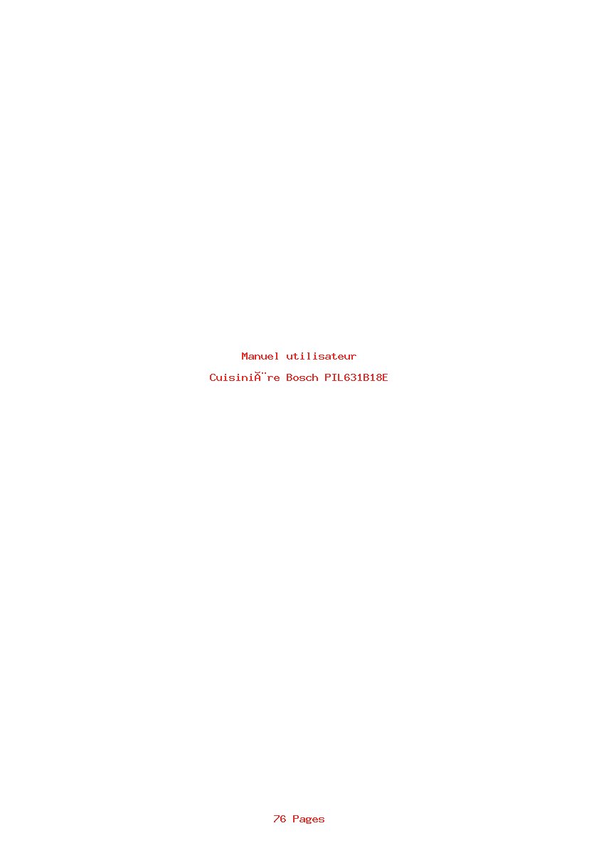 Page 1 de la notice Manuel utilisateur Bosch PIL631B18E