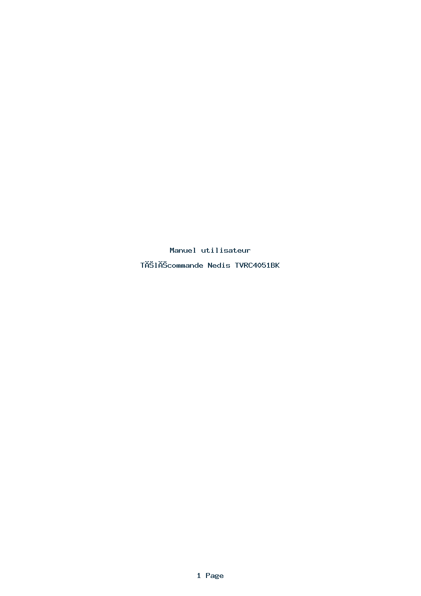 Page 1 de la notice Manuel utilisateur Nedis TVRC4051BK