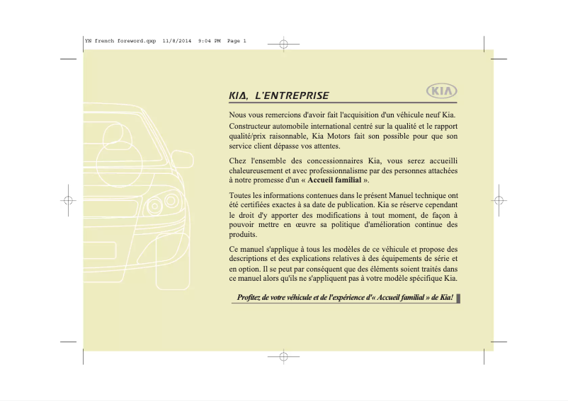 Página 1 del manual Manual de usuario Kia Venga (2015)